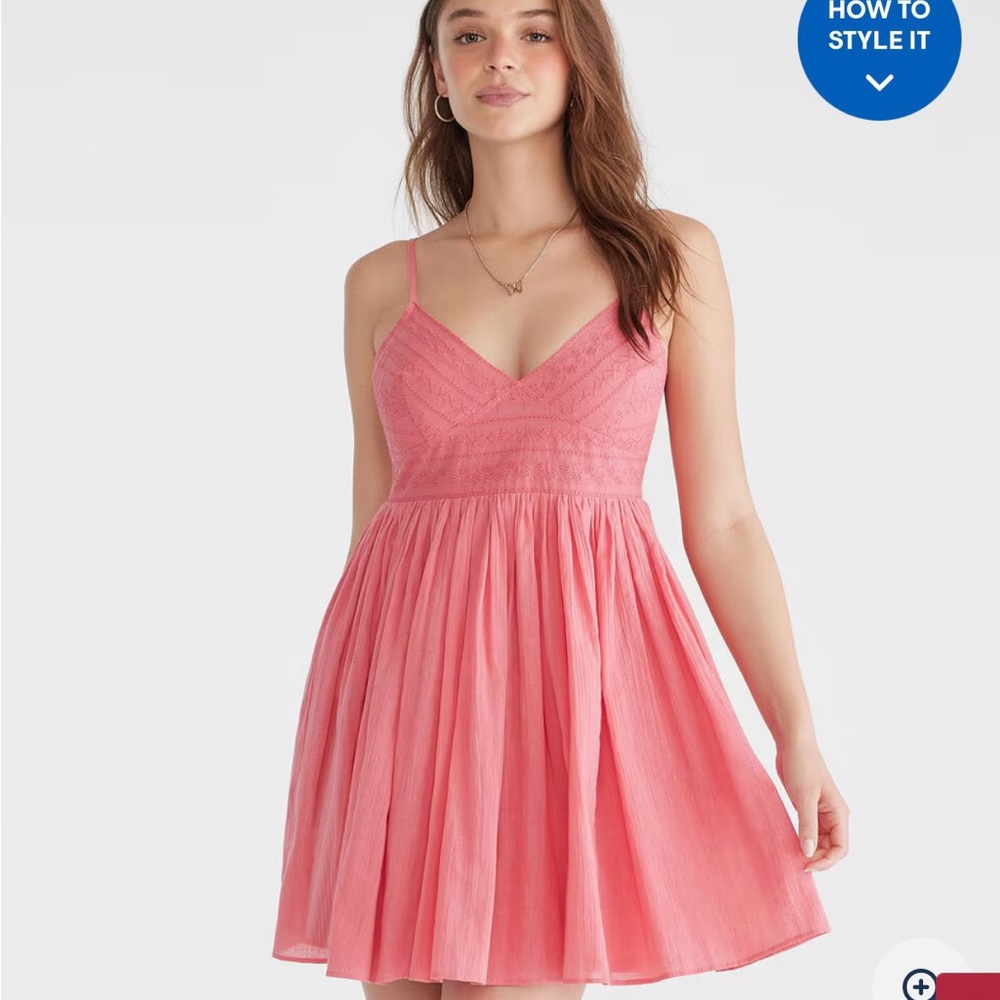 Small Solid V-Neck Gauze Babydoll Dress